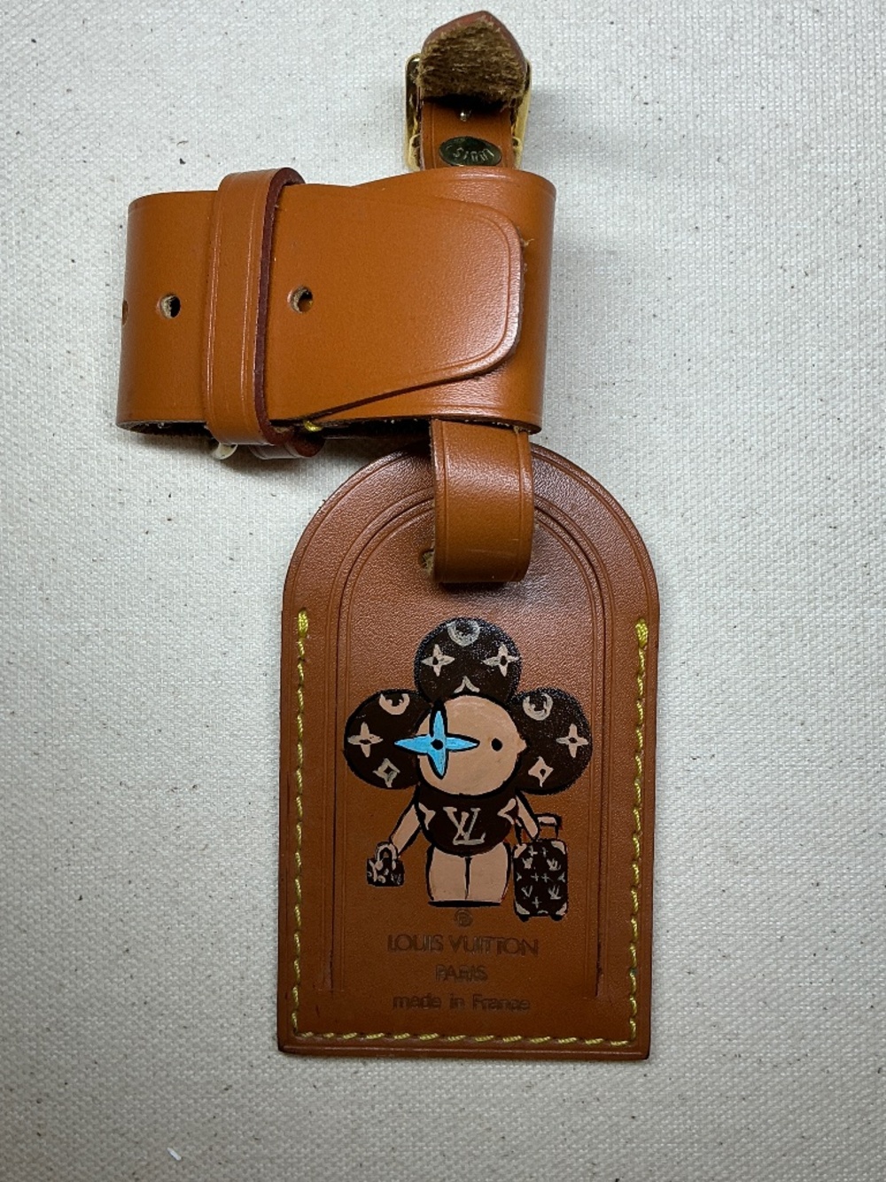 Louis Vuitton Luggage Tag with Handpainted Traveling Vivienne